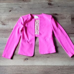 MUSTARD SEED Pink Tailored Blazer SZ SMALL Modern Open-Front Design